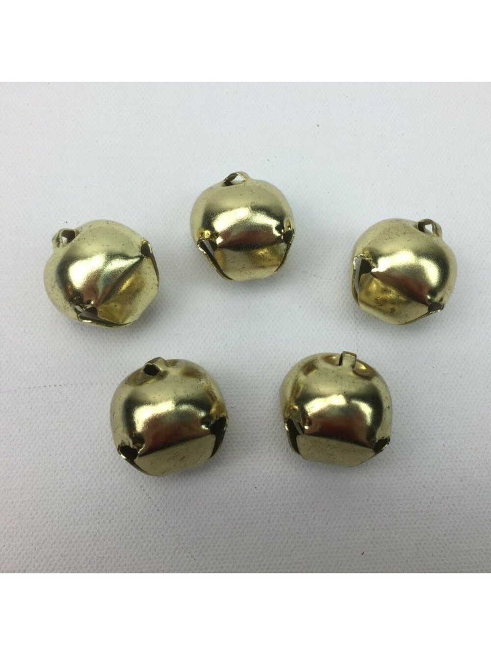 Gold Jingle Bells Christmas Ornaments Set 5 Holiday Festive Celebration Metal